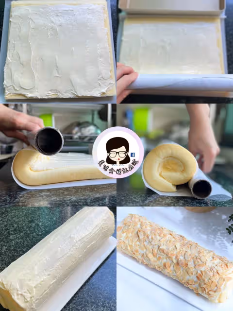 經典的老式咸奶油杏仁蛋糕卷❤️真的太好吃