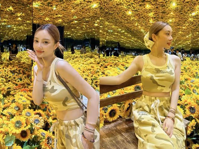 李小璐曬母女看展照，同學被誤認成是甜馨外婆，甜馨身高直追媽媽