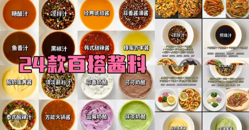 萬能醬汁公式‼️廚房必備24款百搭醬料!
