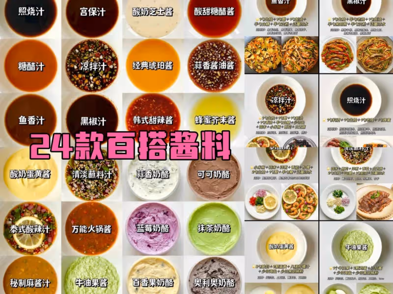 萬能醬汁公式‼️廚房必備24款百搭醬料!