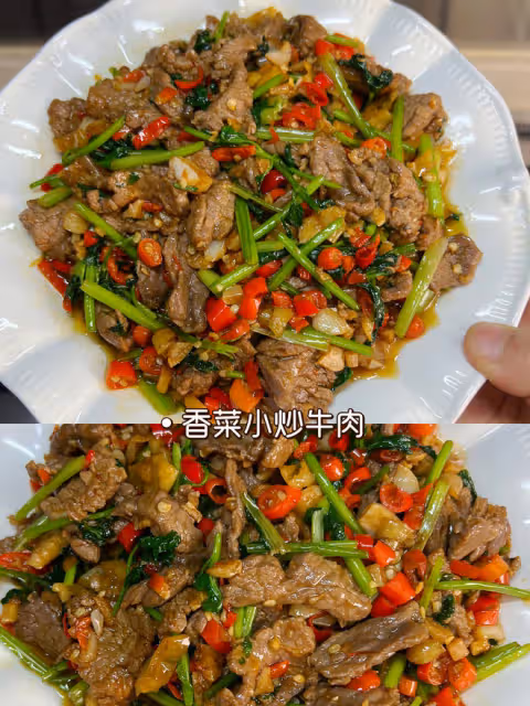 香菜炒牛肉，香辣下飯，愛吃香菜的朋友看過來，拌飯絕了