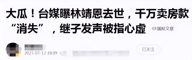 台媒曝林靖恩疑死於小巷,繼子上綜藝控訴其7大罪狀,網友:活該