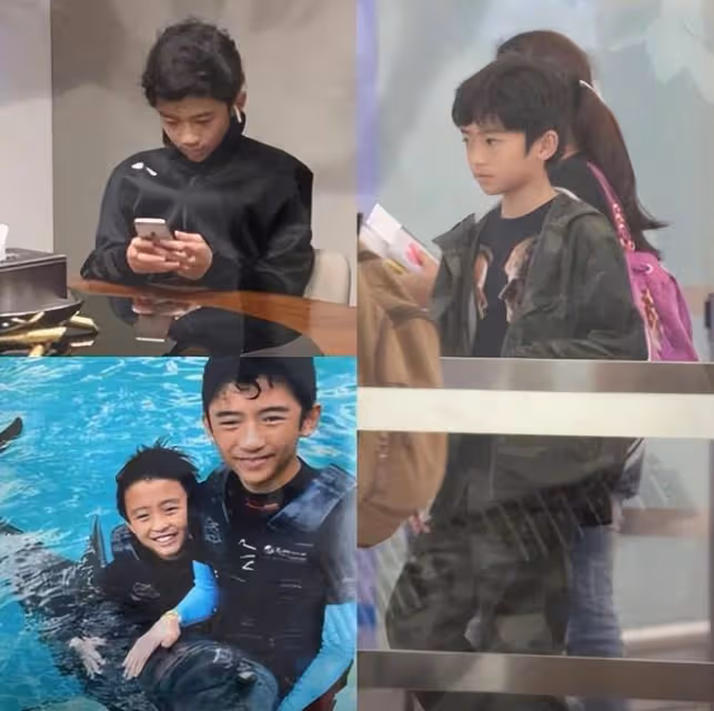 謝霆鋒和大兒子正面照公開:和父親一樣高,Lucas卷髮很帥氣