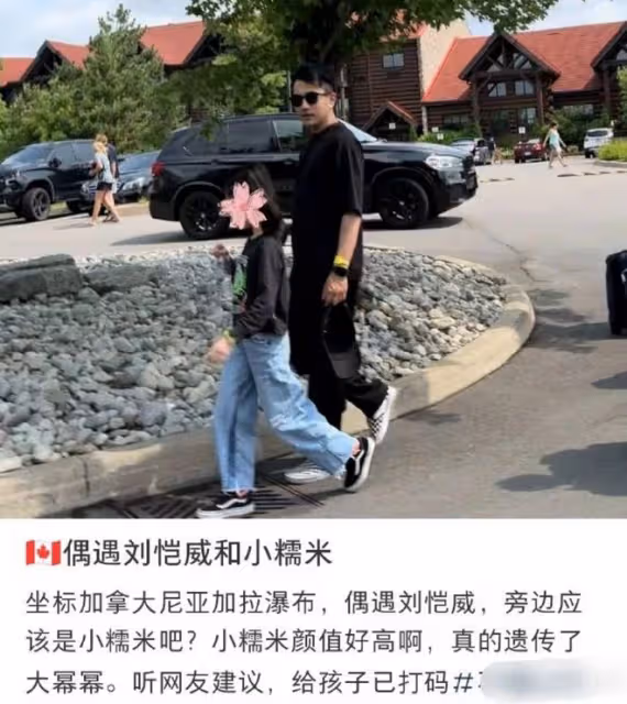劉愷威帶女兒加拿大遊玩，9歲小糯米身材高挑，五官氣質超像楊冪