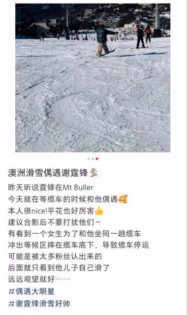 謝霆鋒父子澳洲滑雪被偶遇,Lucas技術被指太菜,只能在初級賽道