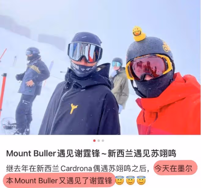 張柏芝謝霆鋒一家澳洲團聚！謝霆鋒跪地教兒子滑雪，保護兒子超暖