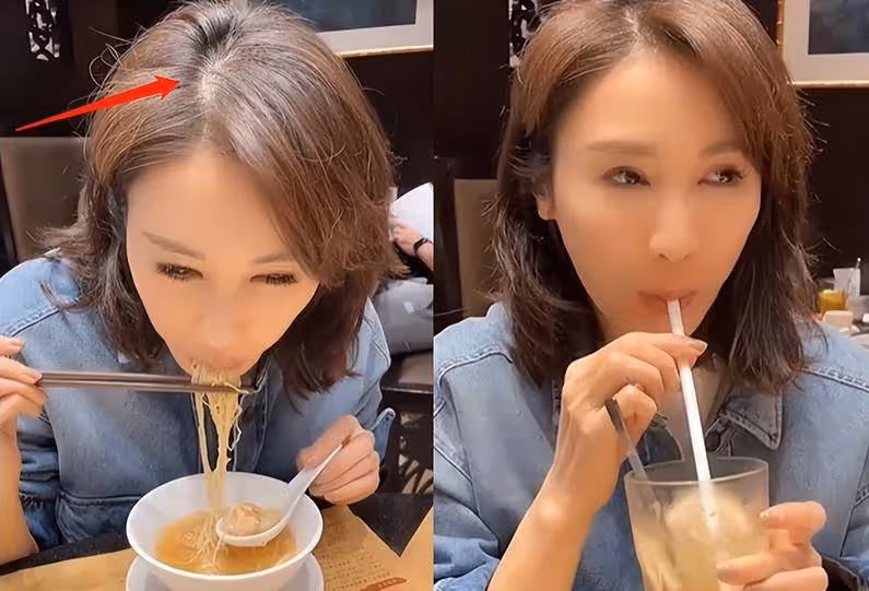 女神黎姿現身小麵館,大口吃面太真實,50歲依舊美麗動人