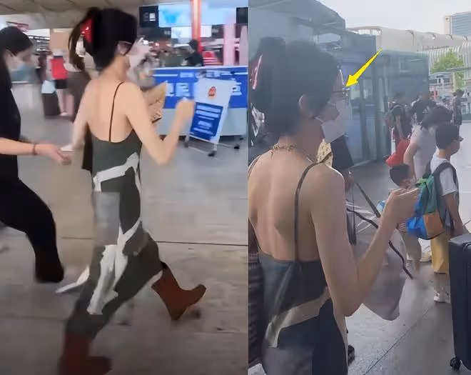 迪麗熱巴現身高鐵站,穿著高調引人注目,後背狀態令人擔心其身體