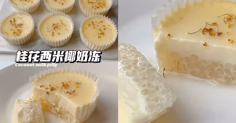 無需烤箱❗️清爽Q彈❗️甜蜜蜜桂花西米椰奶凍
