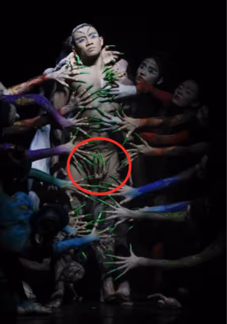 楊麗萍大玩擦邊球,男舞者幾近全裸跳舞,女舞者摸其下體引非議