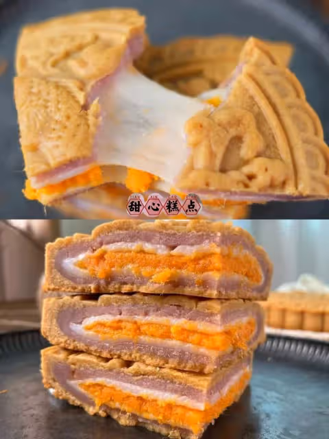 中秋大團圓,少不了這款芋泥蛋黃麻薯大月餅