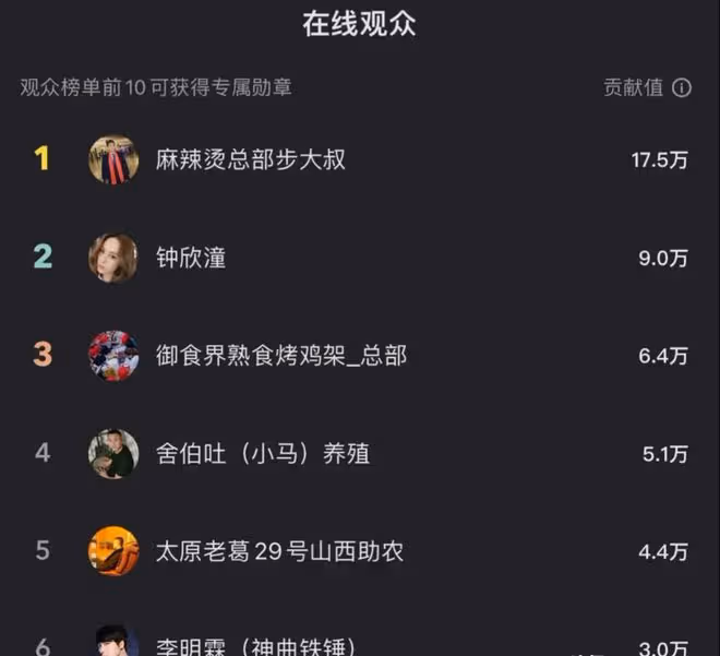 成龍:開直播人氣十足!鍾欣潼連刷30個火箭,貢獻值9萬排在第2名