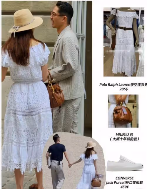 林志玲與老公逛凡爾賽宮,穿百元長裙打扮低調,手牽手感情穩定