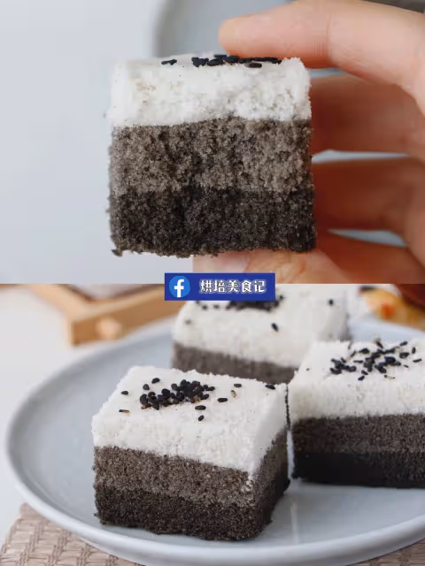 三色黑芝麻松糕教程💯鬆軟香甜好吃又養生