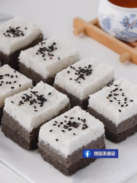 三色黑芝麻松糕教程💯鬆軟香甜好吃又養生