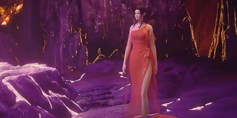 數美杜莎女王的著裝，細腰扭臀是他出場時的亮點，穿著底裙