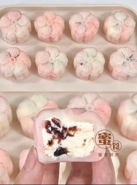 蔓越莓冰皮月餅🥮不用烤箱‼️做法特別簡單‼️