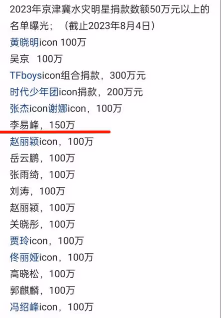 涿州捐款:李易峰捐150萬,鄭爽捐5萬,劣跡藝人要復出了?