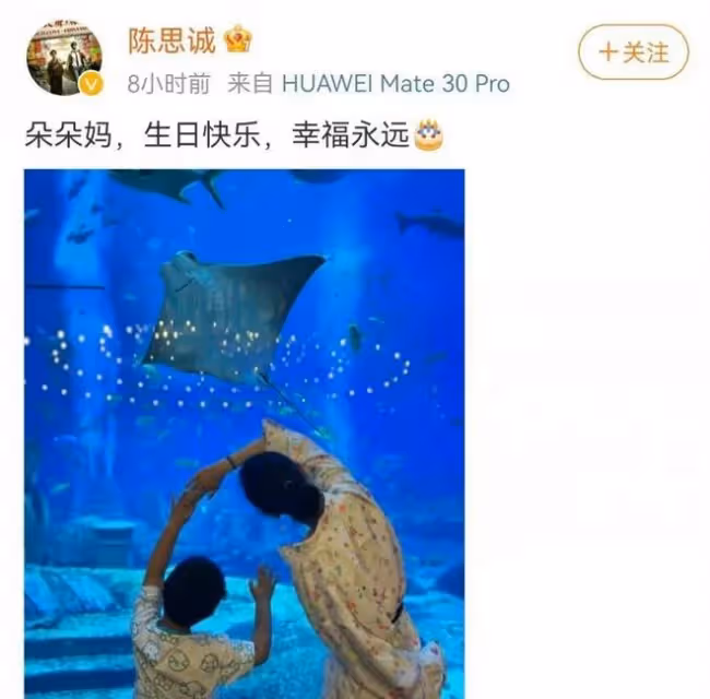 陳思誠卡點為佟麗婭慶生，曬背影照稱呼朵朵媽，已連續四年不間斷