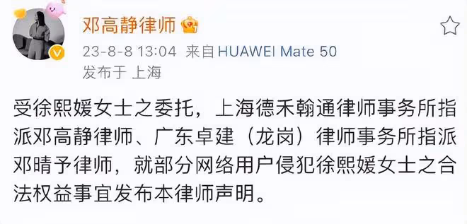 大S對張蘭和汪小菲提起訴訟，已正式向北京網際網路法院立案 ​
