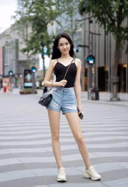 杭州的街拍讓我驚嘆不已!滿街都是「吊襪帶+短褲」,高品質時裝秀大長腿