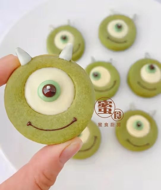 無模具‼️軟萌可愛😍的卡通大眼仔抹茶曲奇餅乾😋💕