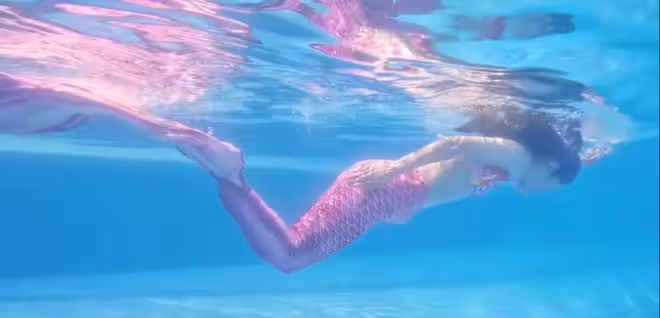 42歲謝娜曬美人魚造型,水下比心秀辣媽身材,生三個孩子無妊娠紋