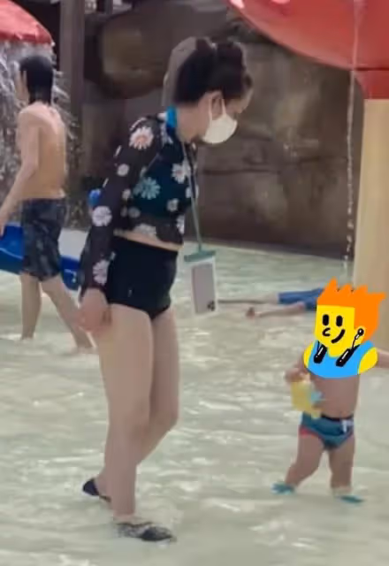 郭碧婷泳裝生圖曝光,有小肚腩和普通人沒區別,當媽後太接地氣