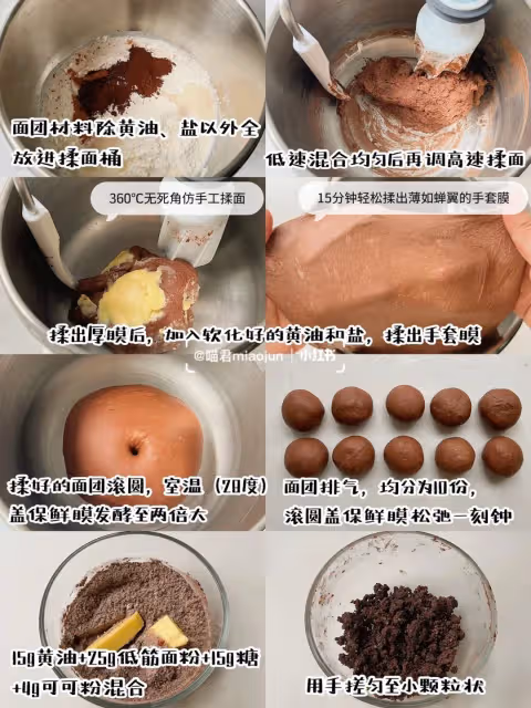 🍫可可酥粒奶油麵包|廚師機食譜一次成功‼️💜