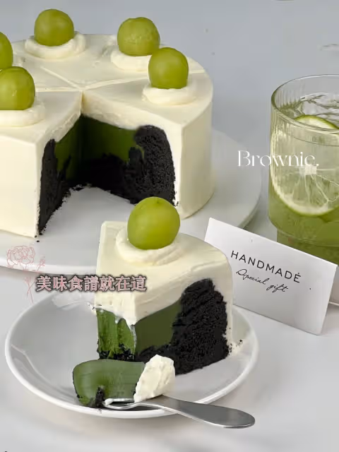 三重口感🍃青提抹茶凝乳凹蛋糕清爽