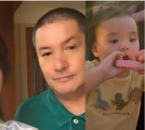 向佐郭碧婷西湖比心,一歲兒子正臉照曝光,混血感十足像外公