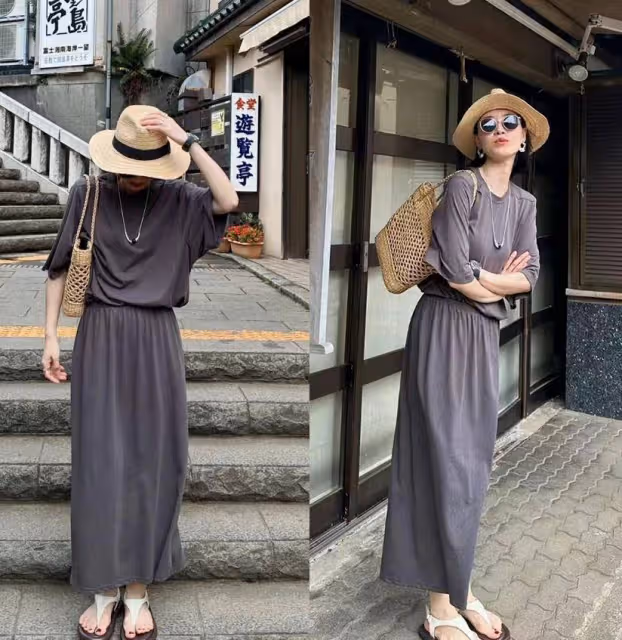 初秋「無腳」穿搭方式真流行!70後女性可以借鑑一下,衣著大方優雅