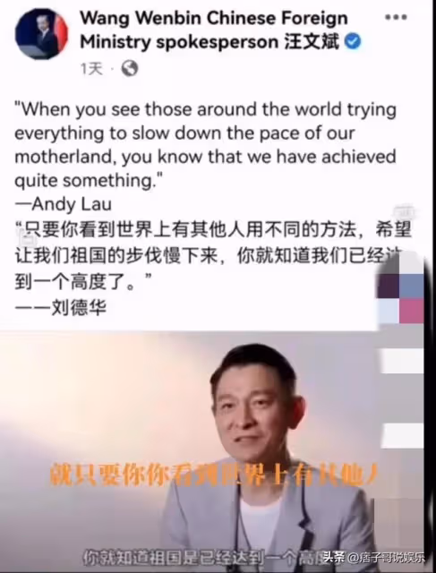 劉德華的發言,外交官汪文斌都點贊!