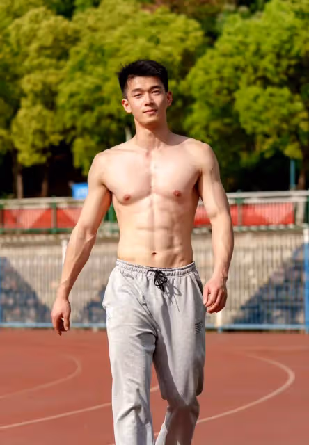 晨光下的誘惑:渾身汗濕的跑步男人散發出的迷人魅力
