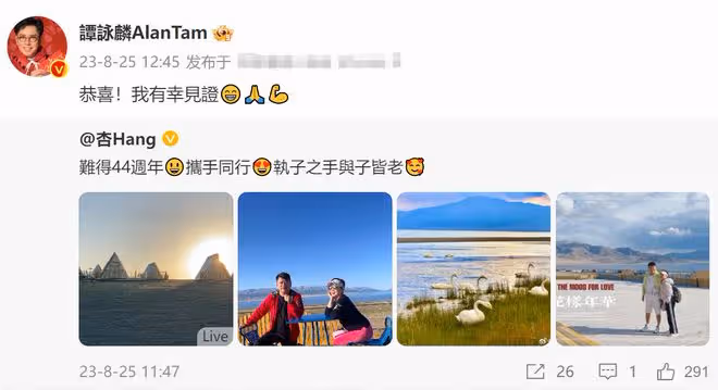 陳百祥新疆慶結婚44周年!花海依偎妻子好浪漫,譚詠麟見證幸福