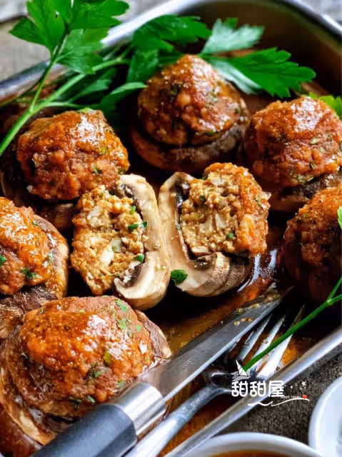 🍄口蘑釀豆腐+自製黑椒汁㊙️特簡單,比肉還香❗️😋💜