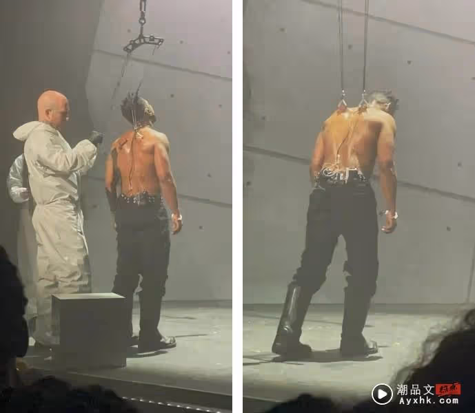 I Cannnot…歌手赤裸上身、背部穿2個鉤!懸掛在空中唱足4分鐘