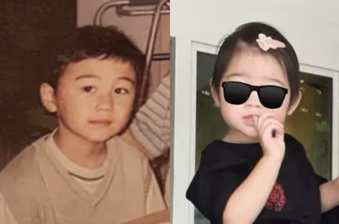 奚夢瑤罕曬女兒正臉,1歲妹妹八字眉搶鏡,被指是「女版何猷君」