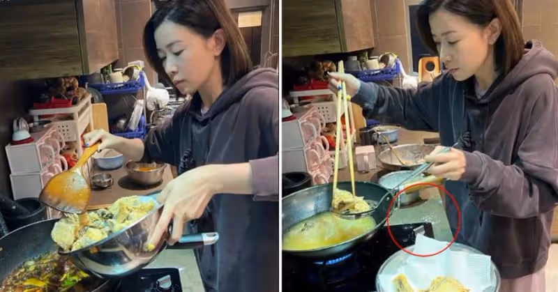 46歲佘詩曼親自下廚炸魚，灶台工具暴露細節，網友：太真實了