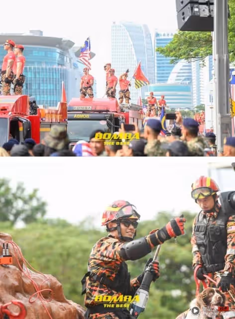 馬來西亞慶祝遊行「全場最有型」：ABANG BOMBA！肌肉男高舉「愛你緊緊」布條