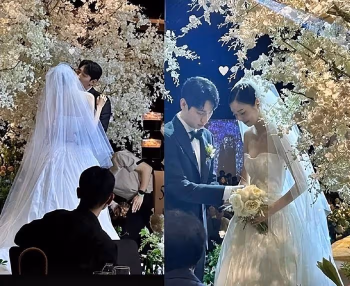 尹博和金秀彬婚禮現場公開，好友送上浪漫祝福，婚紗照兩人超甜蜜