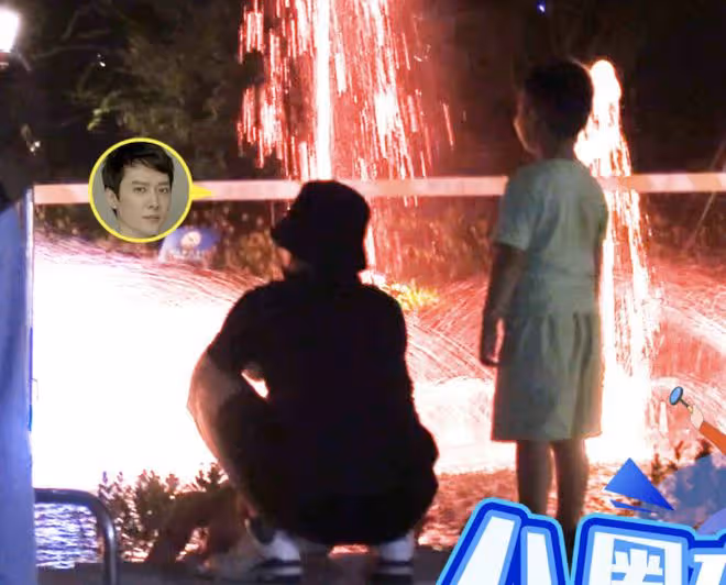 馮紹峰帶兒子看燈光秀,4歲想想氣質在線,牽手爸爸保姆像一家人