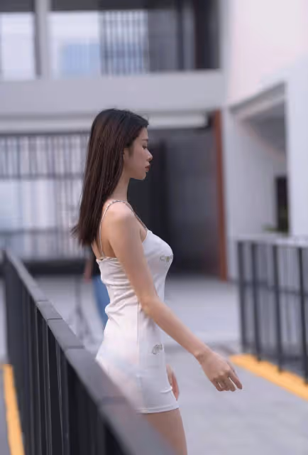 吊襪帶連衣裙搭配高跟鞋,既顯腰又顯白皙大長腿