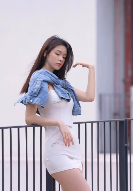吊襪帶連衣裙搭配高跟鞋,既顯腰又顯白皙大長腿