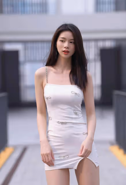 吊襪帶連衣裙搭配高跟鞋,既顯腰又顯白皙大長腿