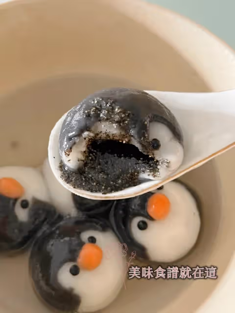jellycat企鵝黑芝麻流心湯圓,附教程