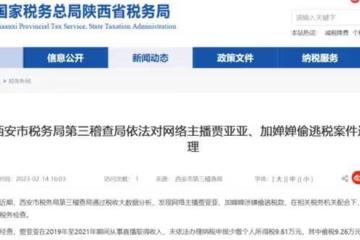 小主播賈亞亞、加嬋嬋涉嫌偷逃稅款被稅務機關處罰
