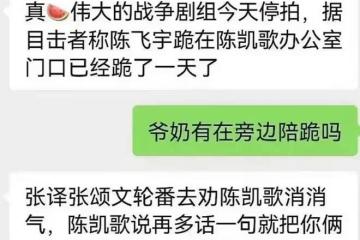 陳飛宇為求陳凱歌原諒,辦公室門口跪了一天,張譯張頌文勸都沒用