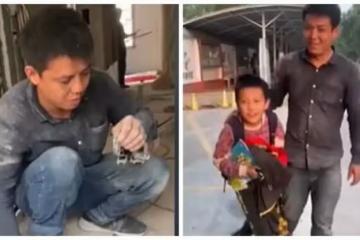 髒衣服來不及換！工人父母接兒放學「渾身狼狽怕傷他自尊」　沒想到「兒子暖心回應」網淚崩：好懂事