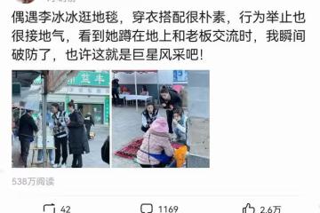 李冰冰逛地攤被偶遇，蹲在地上和老闆交流，盡顯巨星風采